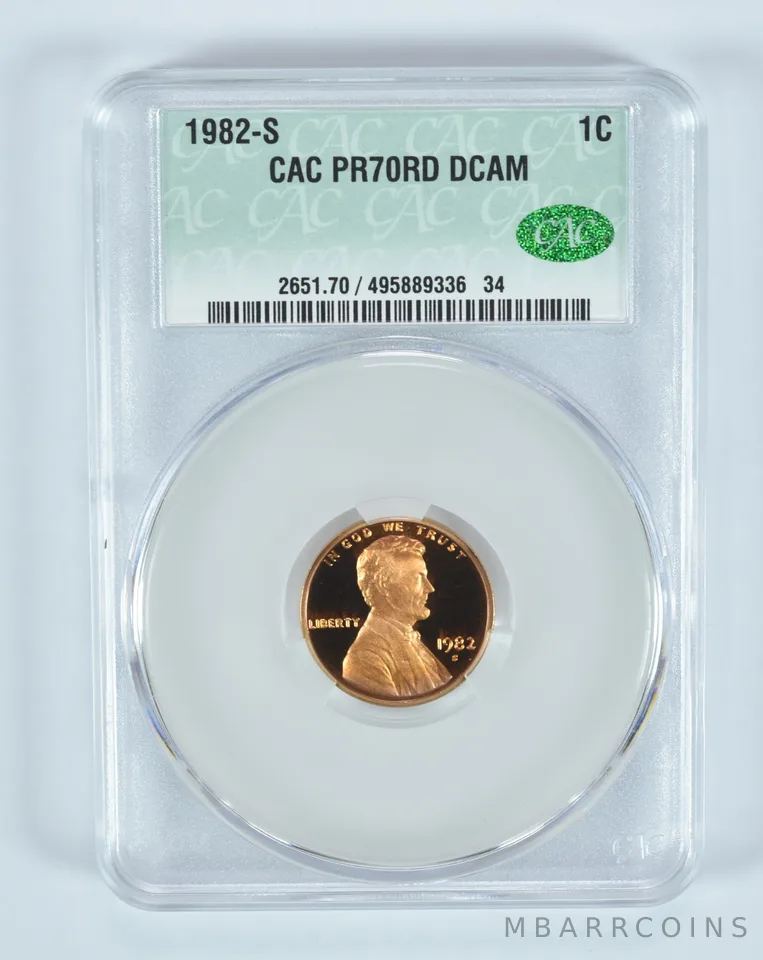 1982-S Lincoln Memorial Cent PR70 RD DCAM CAC CACg