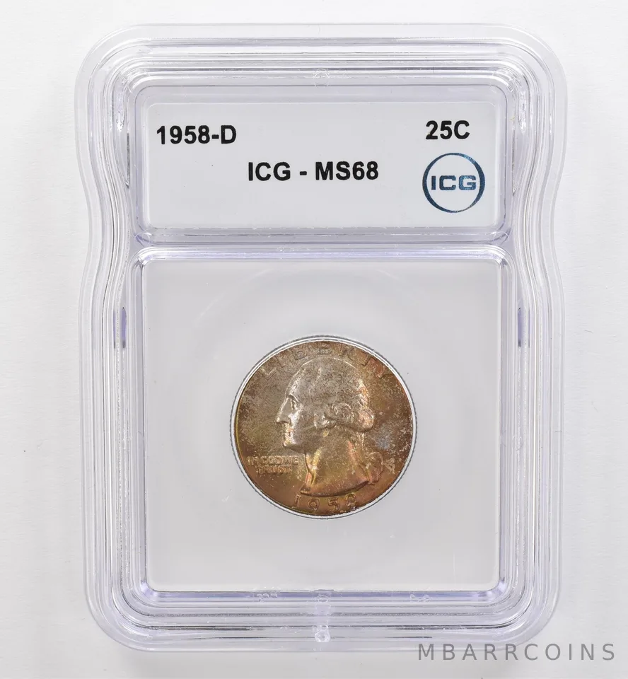 1958-D Washington Quarter MS68 ICG Beautiful Tone *9478