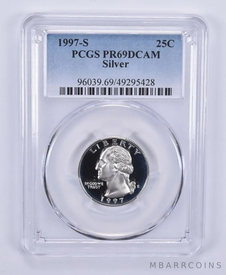1997-S Washington Quarter Silver PR69 DCAM PCGS Blue Label