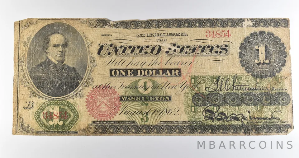 1862 $1 Legal Tender Large Note Red Seal *3575