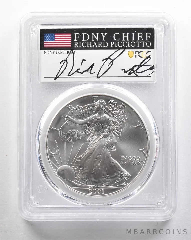 2001 American Silver Eagle Richard Picciotto Signed MS69 PCGS *4362