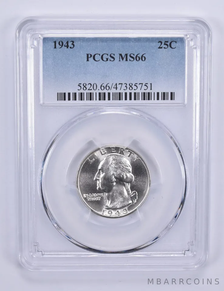 1943 Washington Quarter MS66 PCGS Blue Label