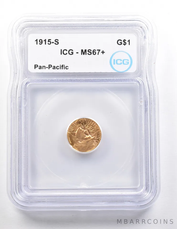 1915-S $1 Panama Pacific Gold Dollar MS67+ ICG *3720