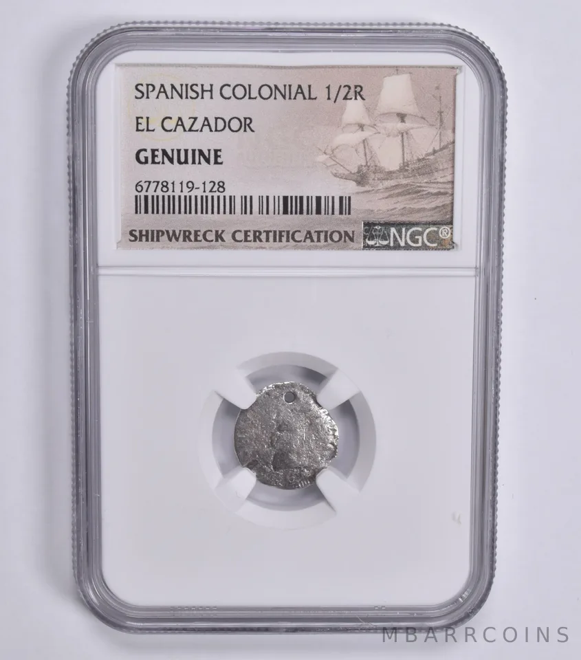 (1773-77) El Cazador Shipwreck 1/2 Reales NGC Genuine MO FM Silver Coin