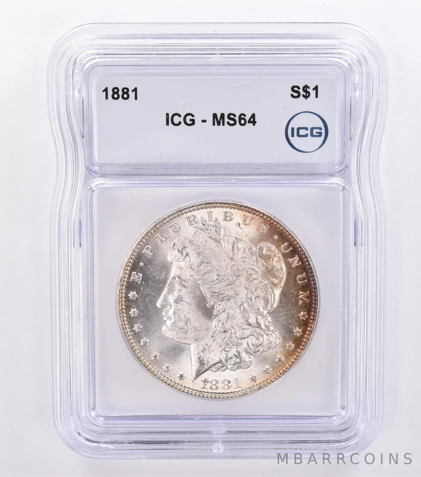 1881 Morgan Silver Dollar MS64 ICG Peripheral Tone a8687