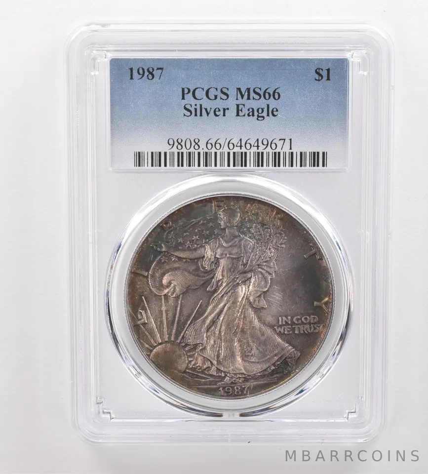 1987 American Silver Eagle MS66 PCGS Beautiful Tone *3347