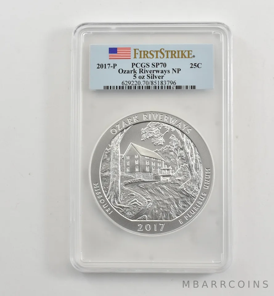 2017-P 5 Oz Silver Quarter ATB Ozark Riverways SP70 PCGS *1727