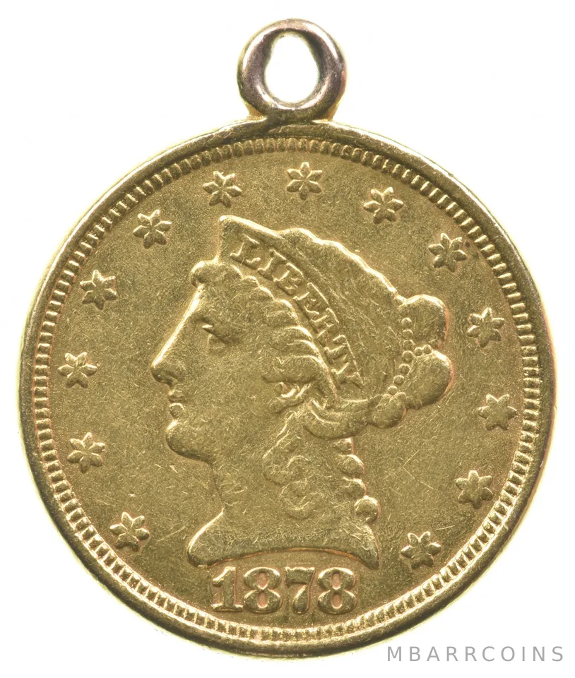 1878 $2.50 Liberty Head Gold Quarter Eagle Love Token Pendant *6623