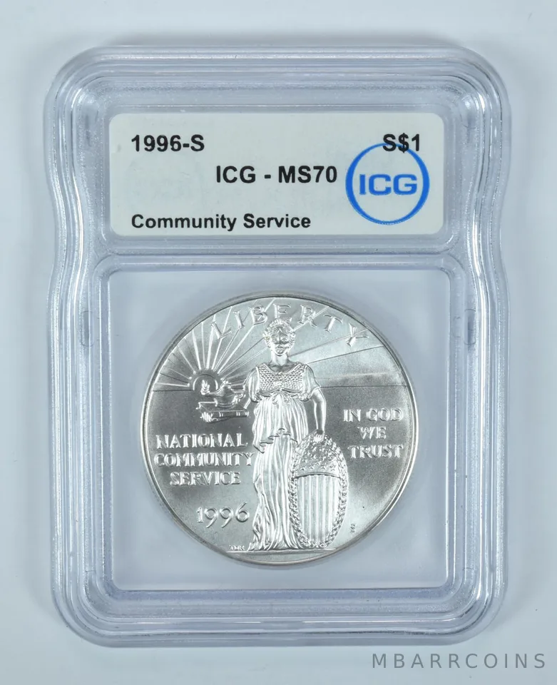 1996-S Community Service Commemorative Silver Dollar MS70 ICG
