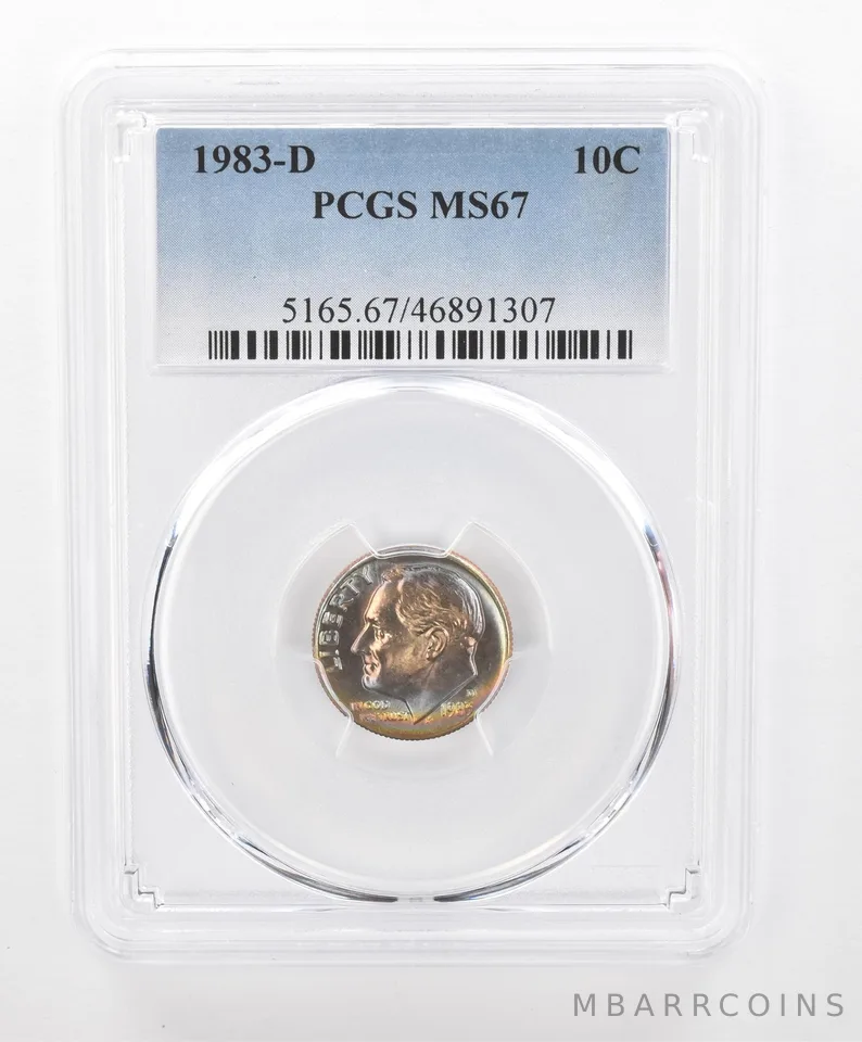 1983-D Roosevelt Dime MS67 PCGS Beautiful Tone *2767