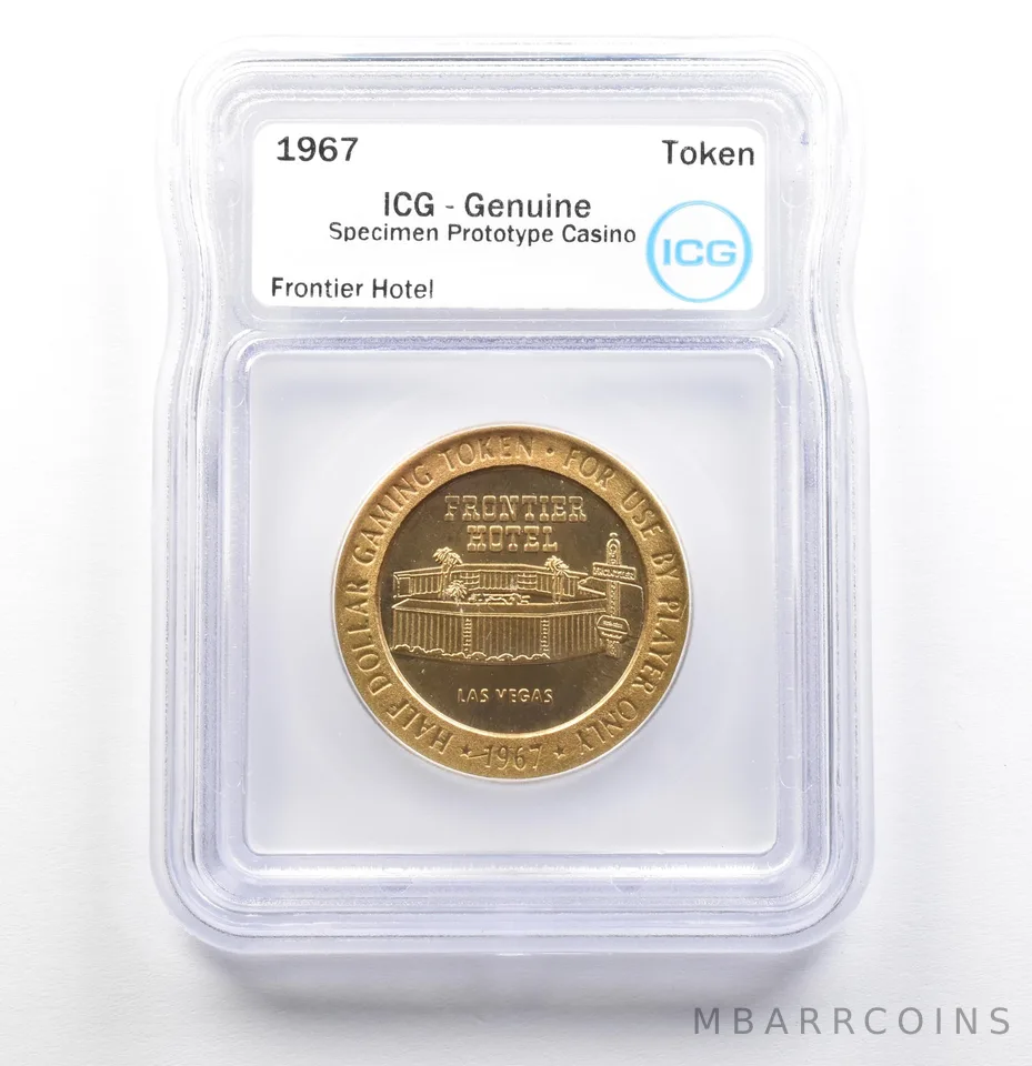 1967 Casino Token Frontier Hotel Dollar Specimen Prototype Genuine ICG a0573