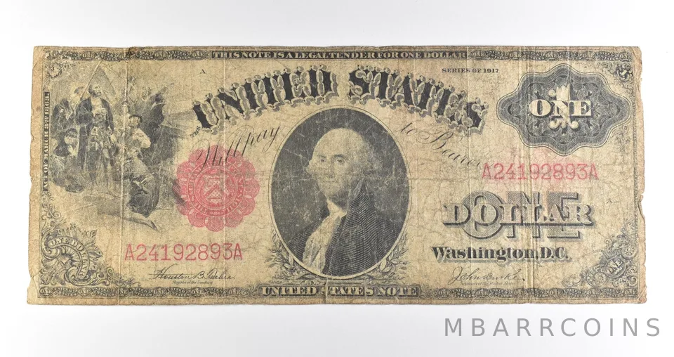 1917 $1 Legal Tender Large Note Red Seal *4555