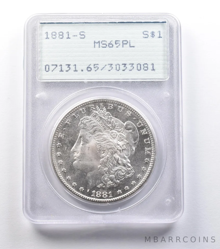 1881-S Morgan Silver Dollar MS65 PL PCGS Rattler *9554