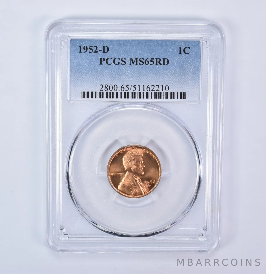 1952-D Lincoln Wheat Cent MS65 RD PCGS Blue Label