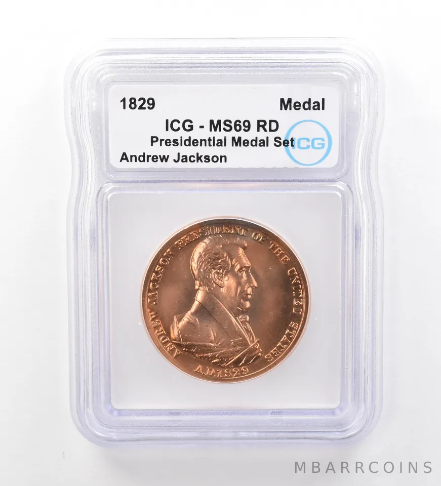 (1829) Presidential Medal Set Andrew Jackson MS69 RD ICG Peripheral Tone a1992