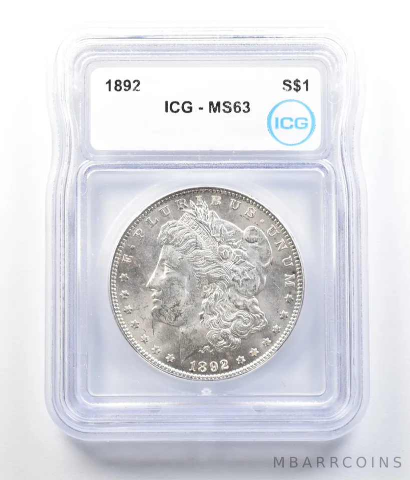 1892 Morgan Silver Dollar MS63 ICG *7841