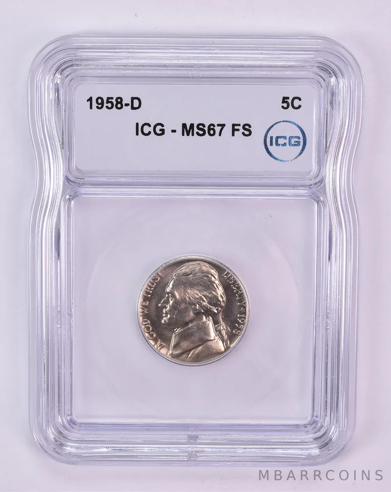 1958-D Jefferson Nickel MS67 FS ICG