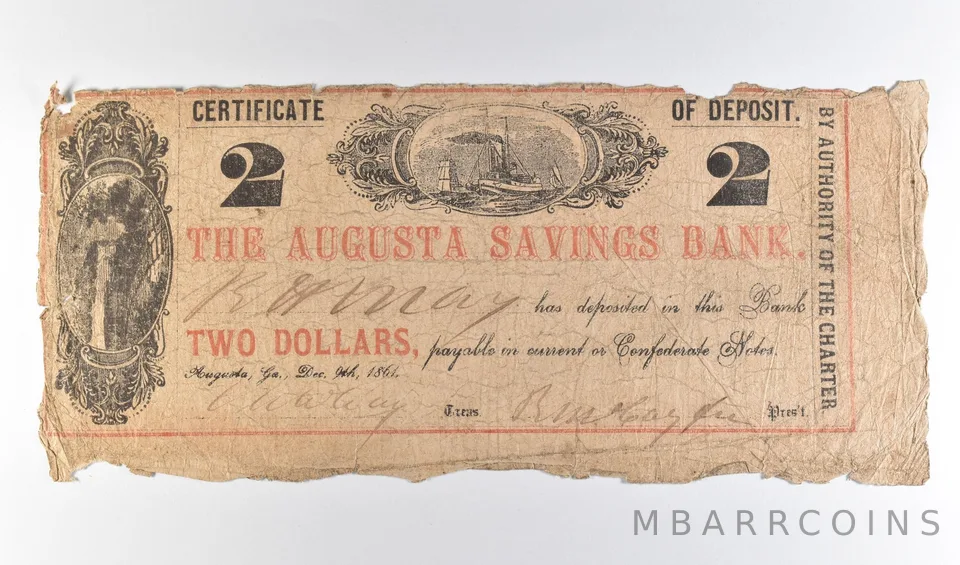 1861 $2 Augusta FL Savings Bank Obsolete Note *8720