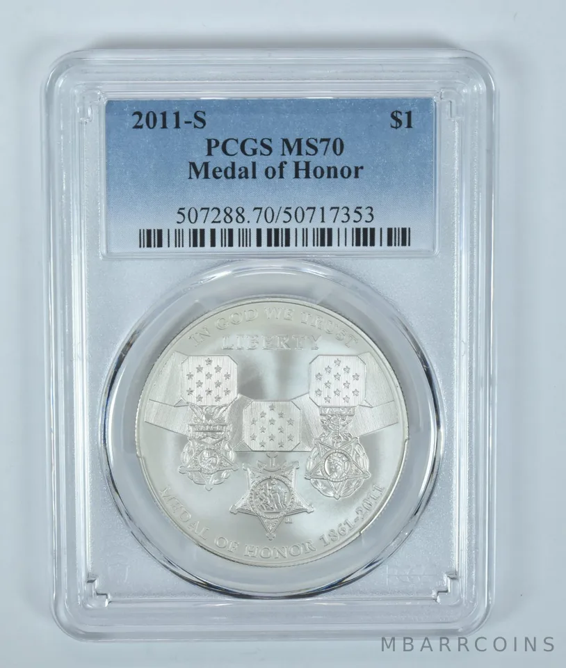 2011-S Medal Of Honor Commemorative Silver Dollar MS70 PCGS Blue Label