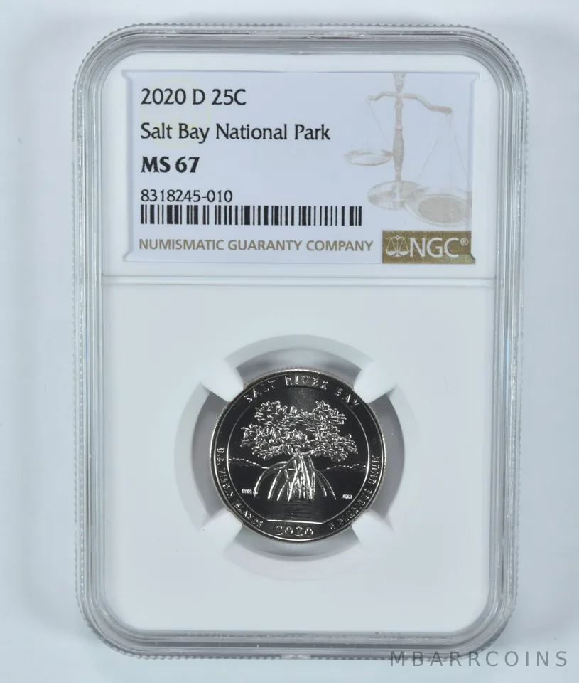 2020-D Washington Quarter Salt Bay National Park ATB MS67 NGC