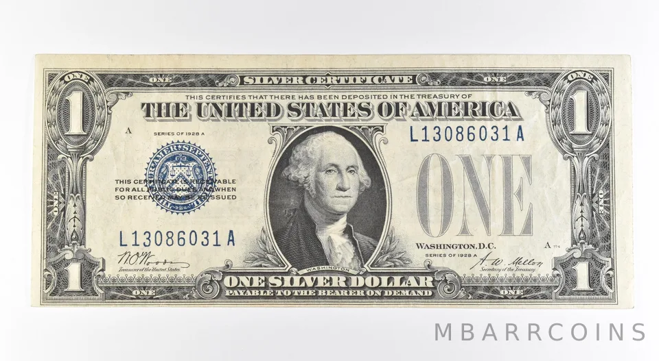 1928 A $1 Silver Certificate Blue Seal Fr#1601 a0489