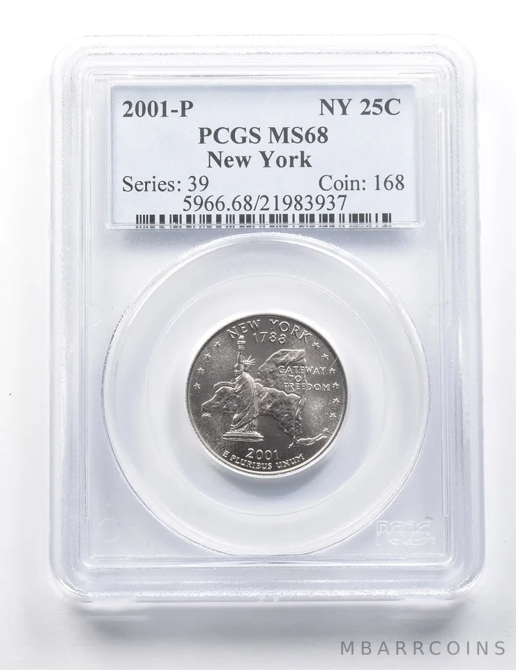 2001-P Washington State Quarter New York MS68 PCGS *9410