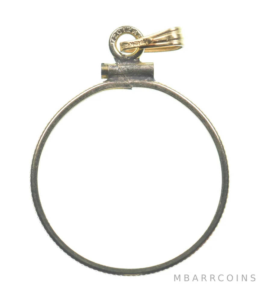 12k 0.9 Gram Gold Filled 21mm Coin Bezel Pendant Frame Edge *4998