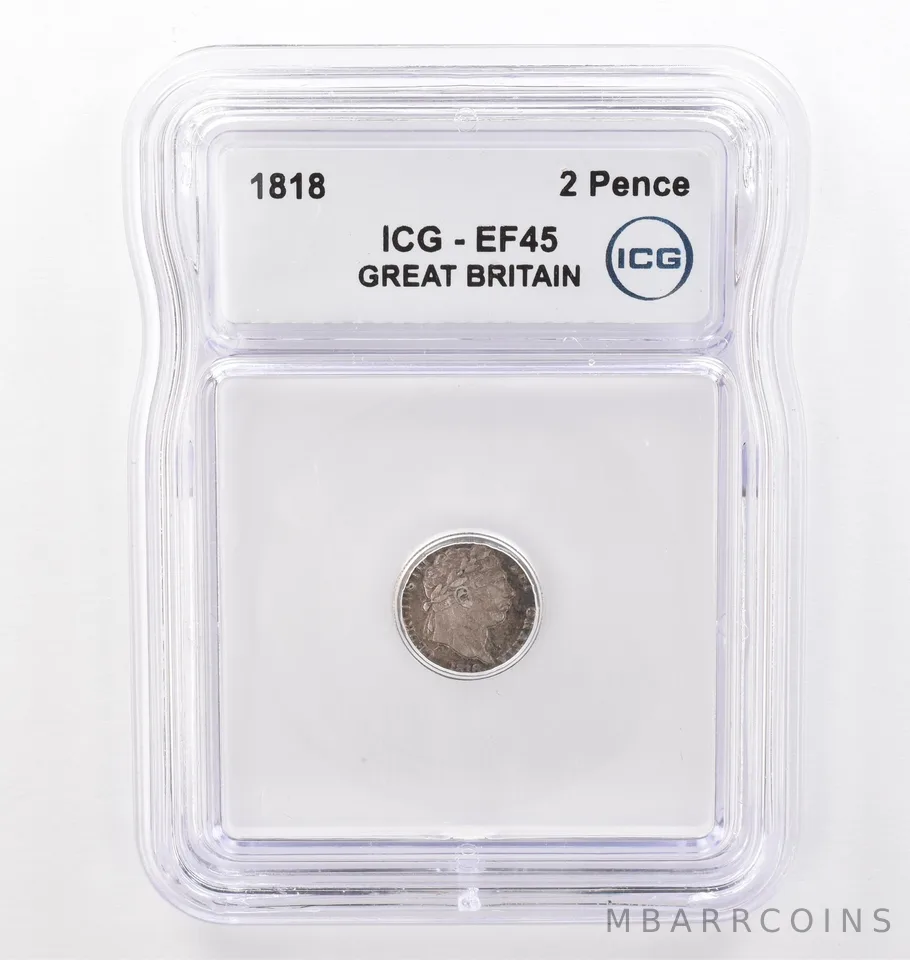 1818 Great Britain 2 Pence EF45 ICG Beautiful Tone *0105