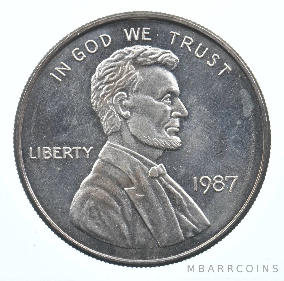 VINTAGE Art Bar/Round 1987 Lincoln Wheat Cent Pattern .999 Silver 1 T Oz *891