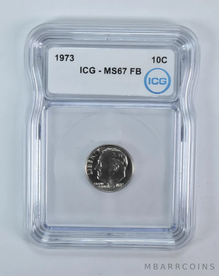 1973 Roosevelt Dime MS67 FB ICG