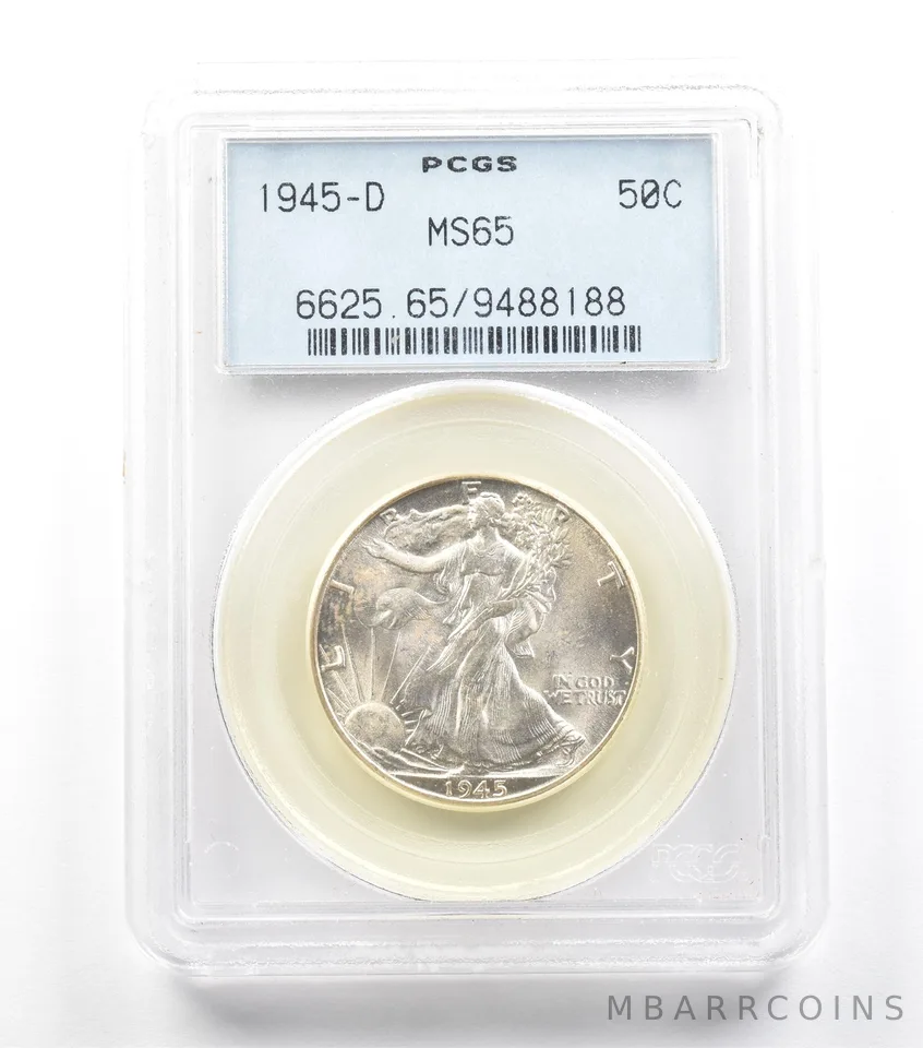 1945-D Walking Liberty Half Dollar MS65 PCGS Old Holder *5875