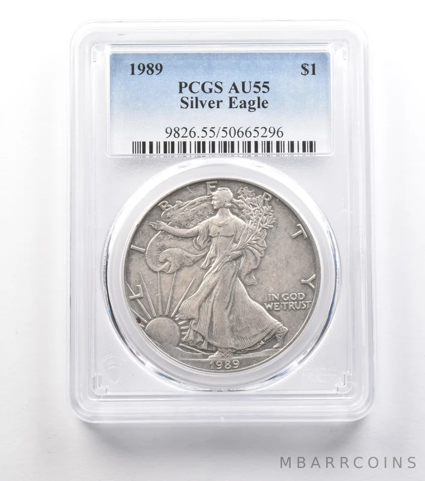 1989 American Silver Eagle AU55 PCGS LOWBALL Circ Registry *0958