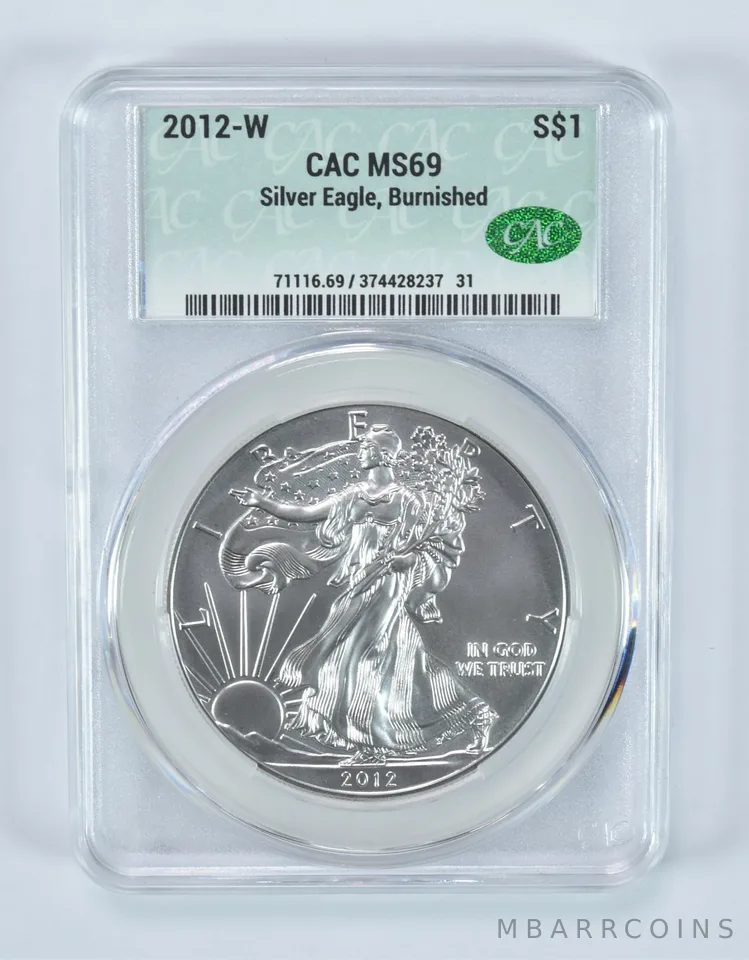 2012-W Burnished Silver Eagle MS69 CAC CACg