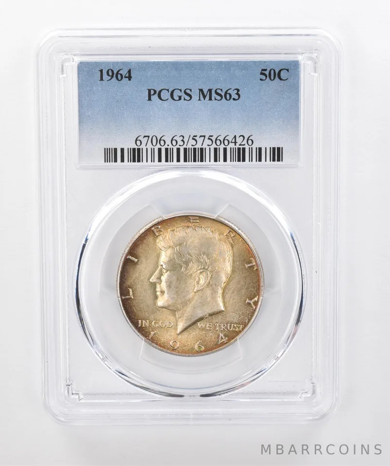 1964 Kennedy Half Dollar MS63 PCGS Beautiful Tone *1384