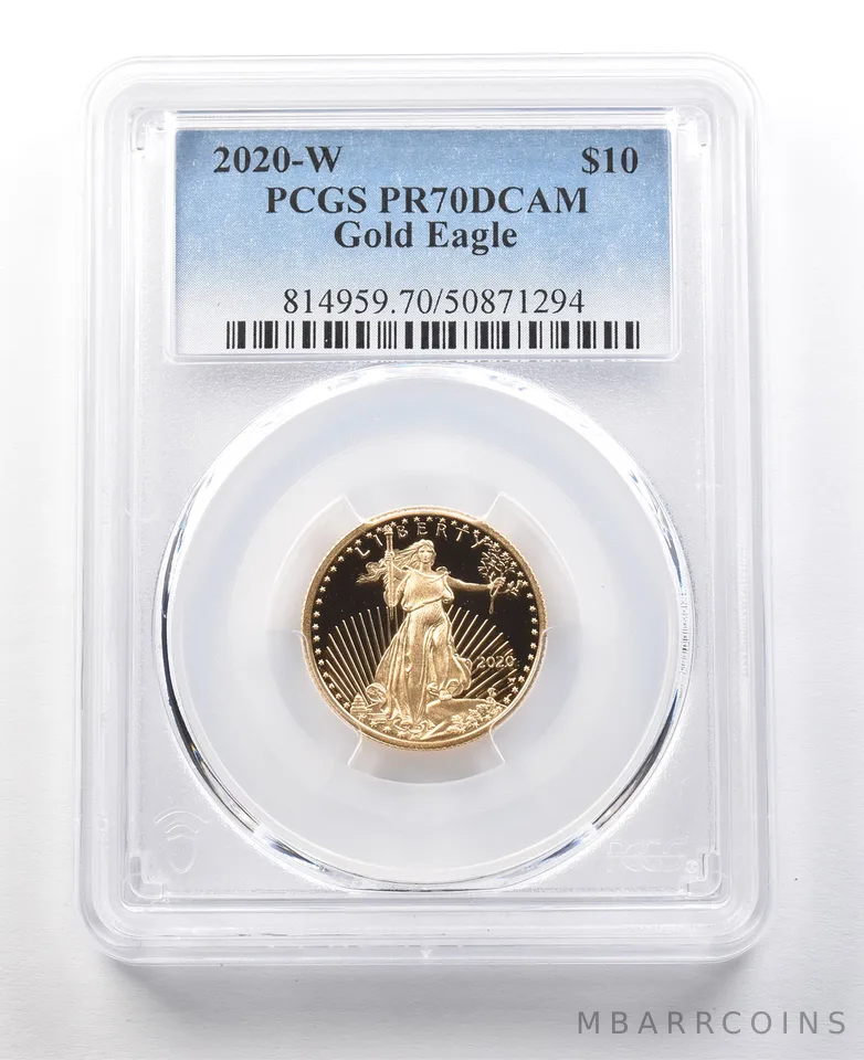 2020-W $10 American Gold Eagle 1/4 Oz Gold PR70 DCAM PCGS