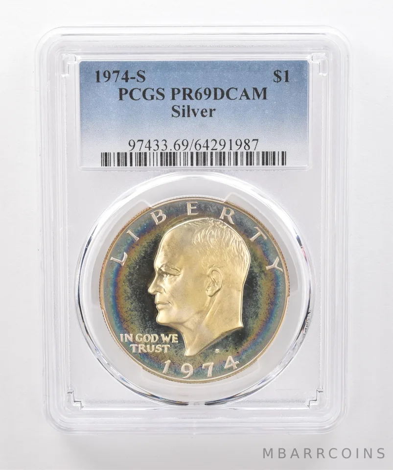 1974-S Eisenhower $1 Silver PR69 DCAM PCGS Beautiful Tone *1958