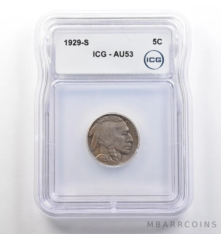 1929-S Indian Head Buffalo Nickel AU53 ICG *4005