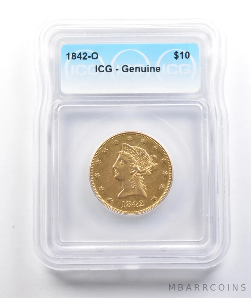1842-O $10 Liberty Head Gold Eagle Genuine ICG *5594