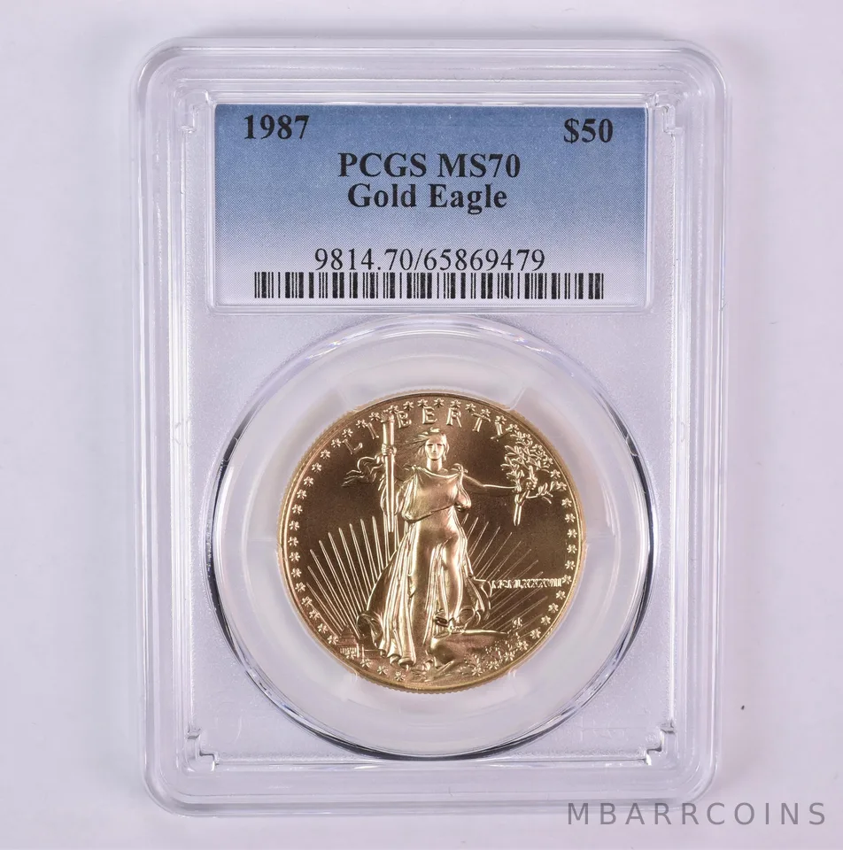 1987 $50 American Gold Eagle 1 Oz Gold MS70 PCGS