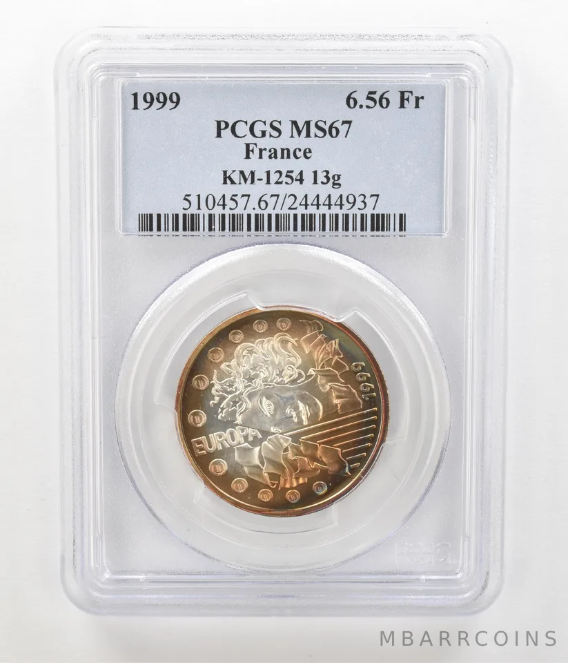 1999 France 6,55957 Francs Europa 13g MS67 PCGS Great Tone a4561