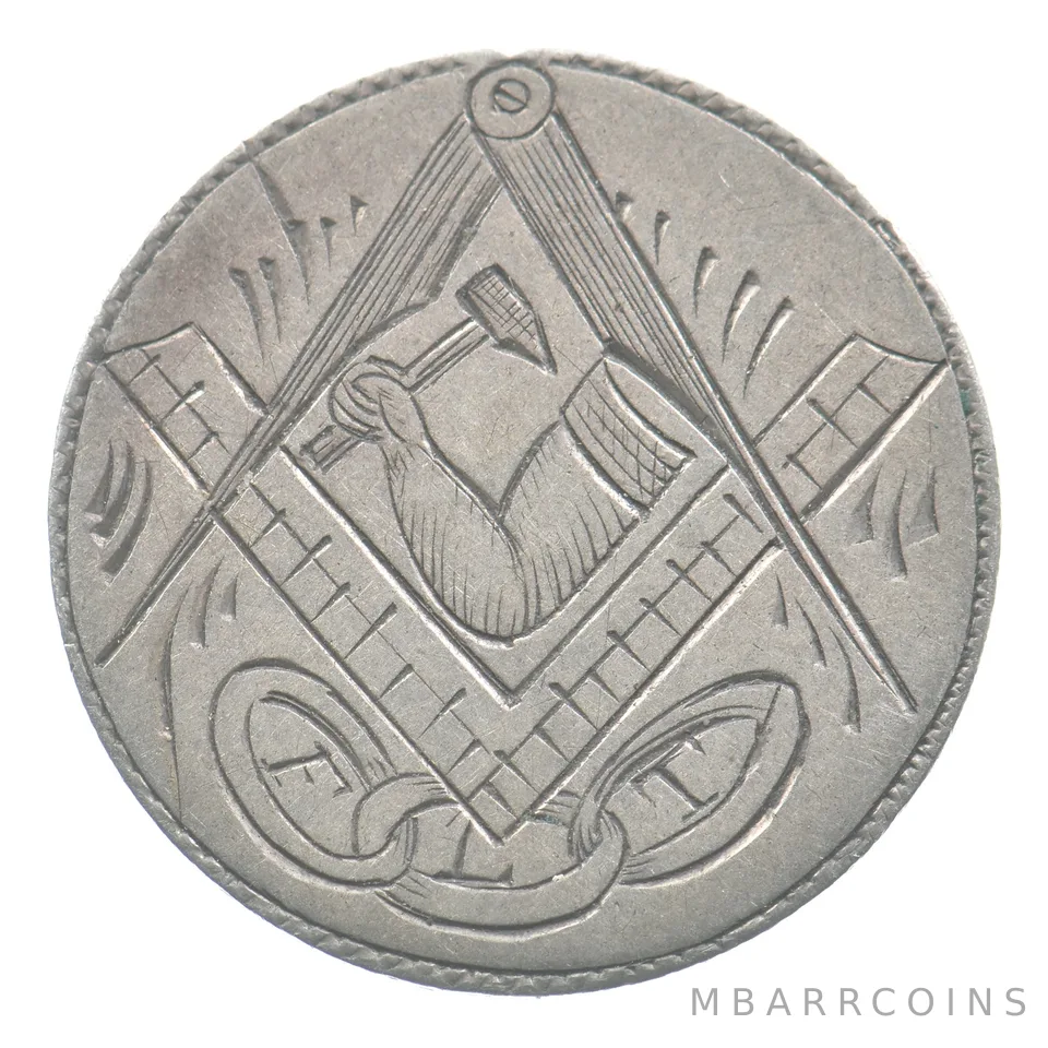 1854 Arrows Seated Liberty Dime Love Token Jr. O.U.A.M. Victorian Masonic *5506