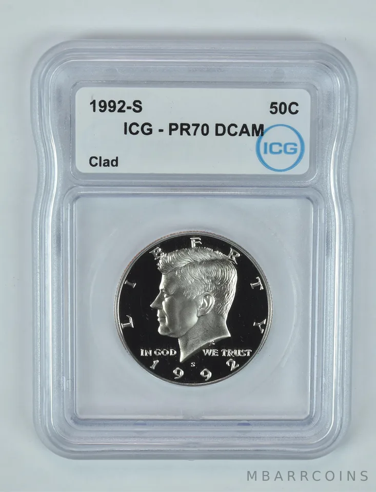 1992-S Kennedy Half Dollar CLAD PR70 DCAM ICG