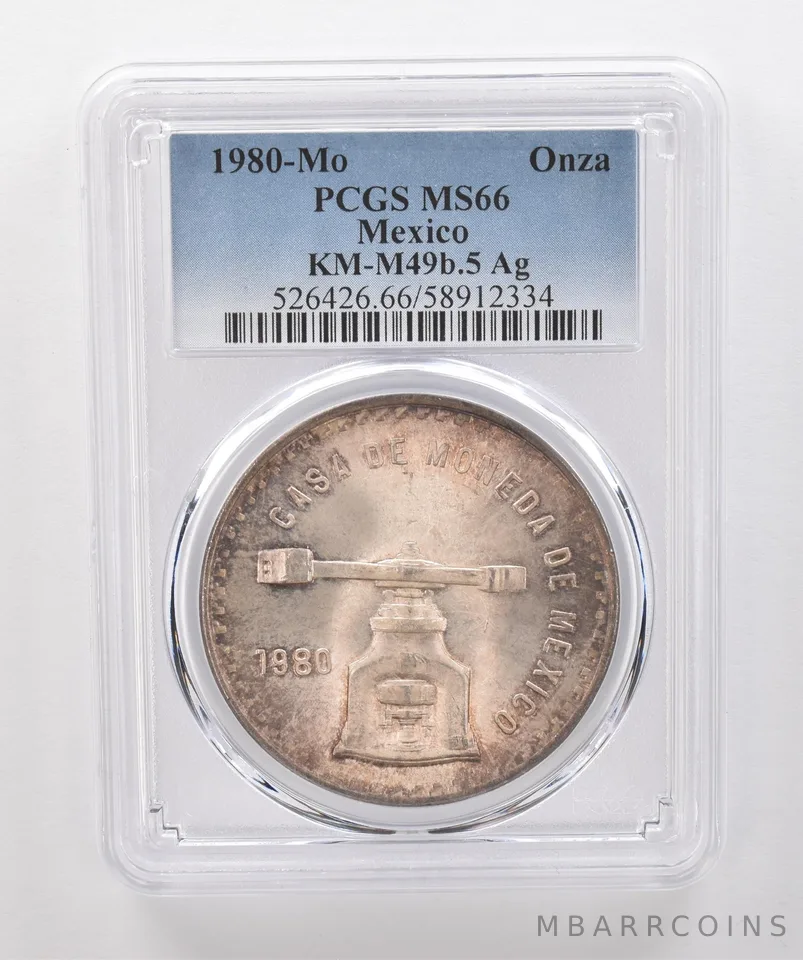 1980 Mo Mexico 1 Onza Silver KM-M49b.5 MS66 PCGS Beautiful Tone *2026