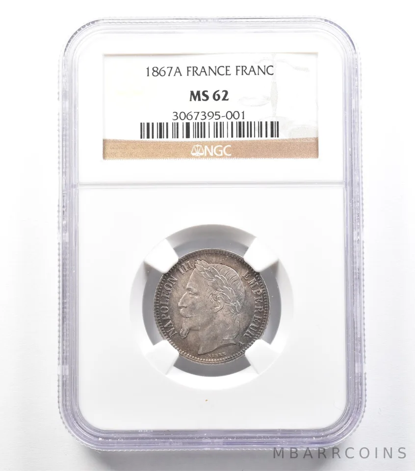 1867 A France Franc MS62 NGC *2179