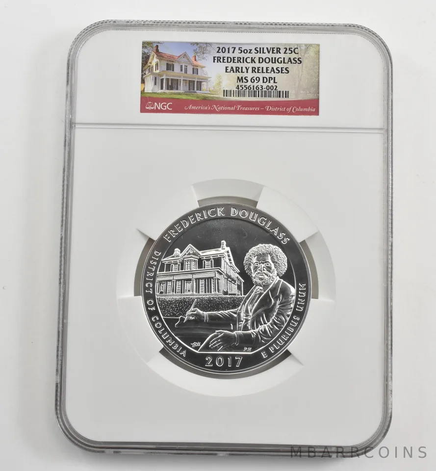 2017 5 Oz Silver Quarter ATB Frederick Douglass ER MS69 DPL NGC *1606