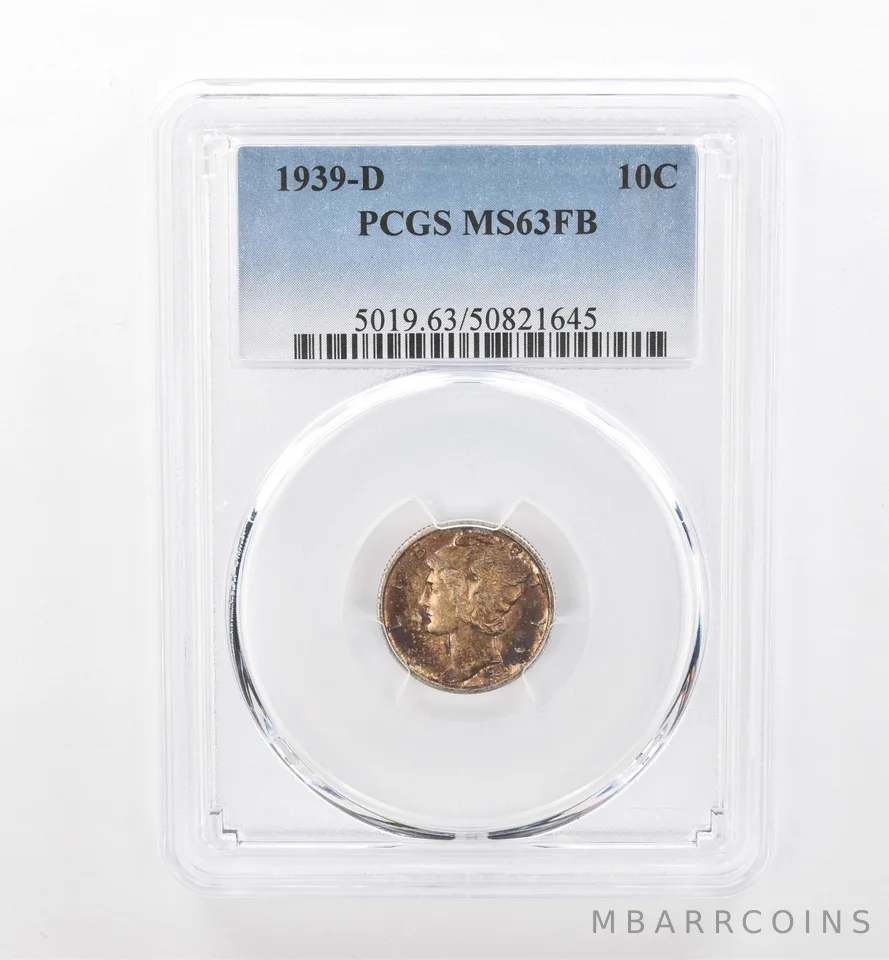 1939-D Mercury Dime MS63 FB PCGS Beautiful Tone *1894