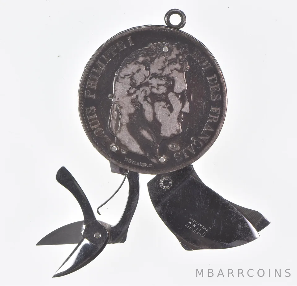 1832 France 5 Francs Hidden Tool Knife ELOI PERNET *1822