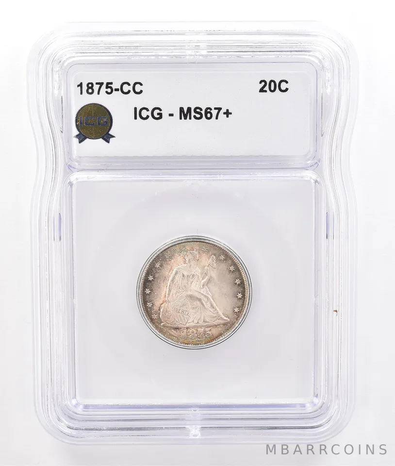 1875-CC Seated Liberty Twenty Cents MS67+ ICG Beautiful Tone *7220