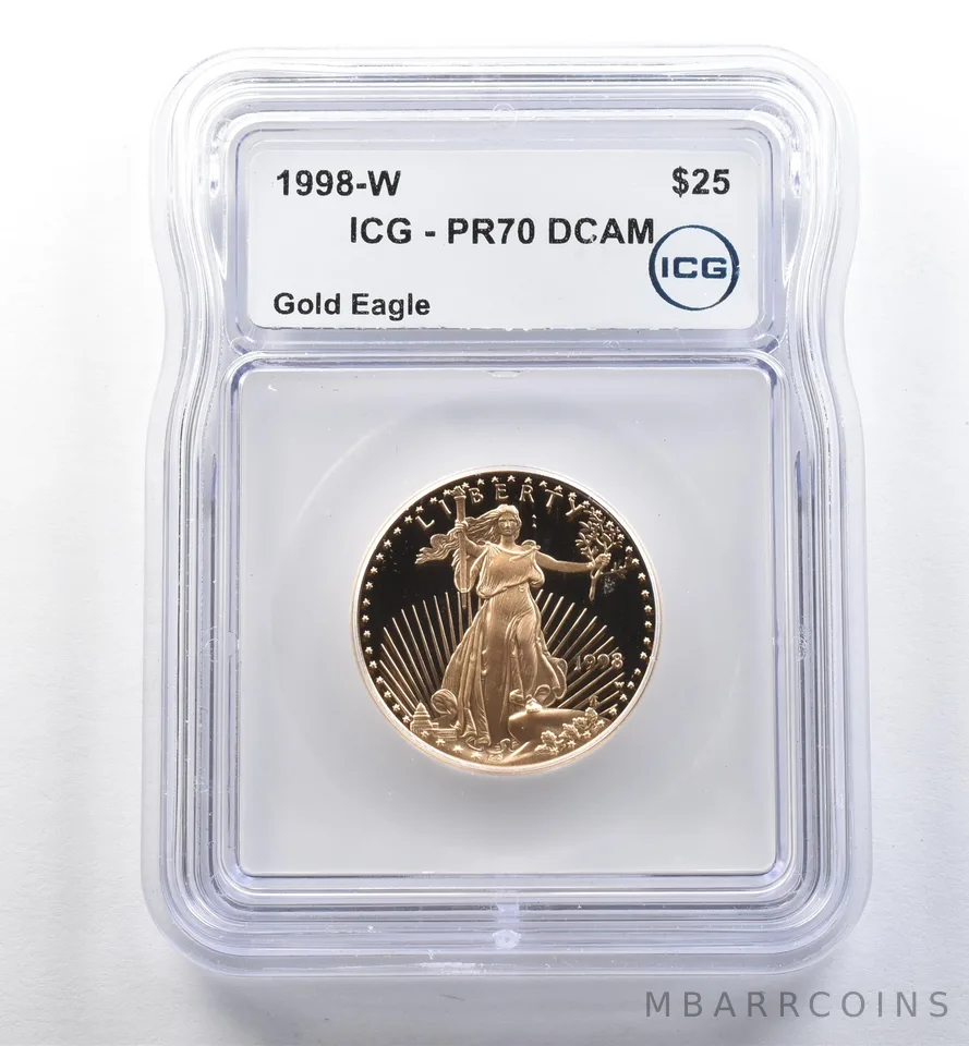 1998-W $25 American Gold Eagle 1/2 Oz Gold PR70 DCAM ICG