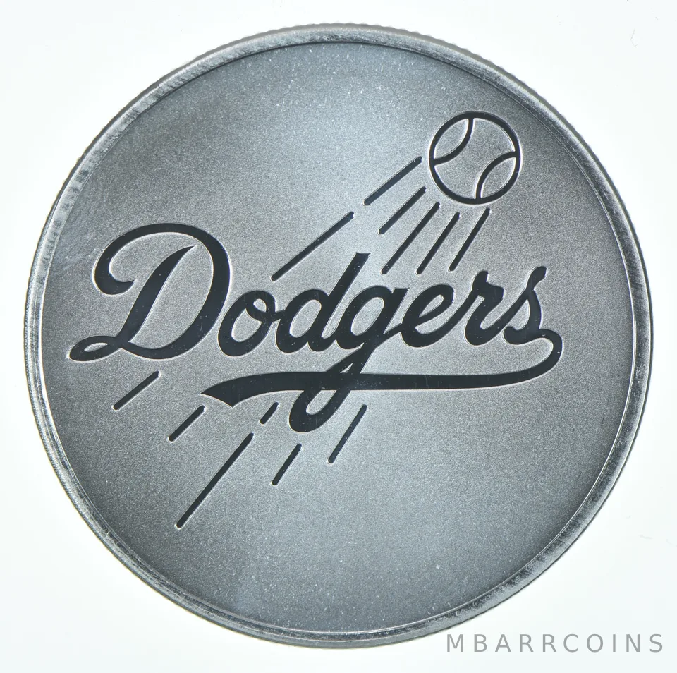 1 Oz Silver Art Round Dodgers New Zealand Mint